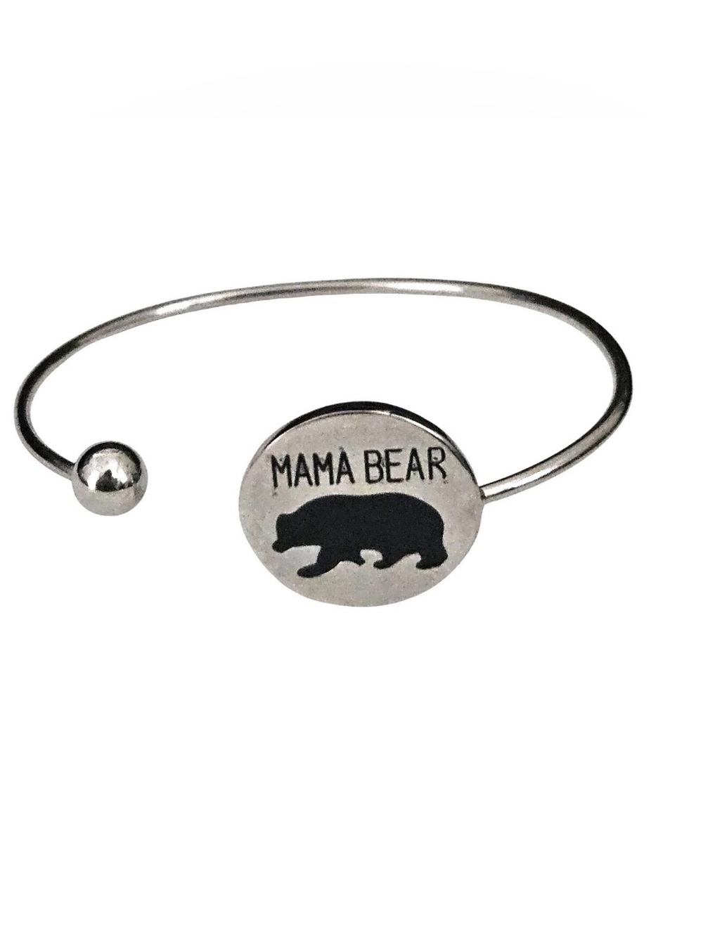 Mama Bear Silver Tone Cuff Bracelet